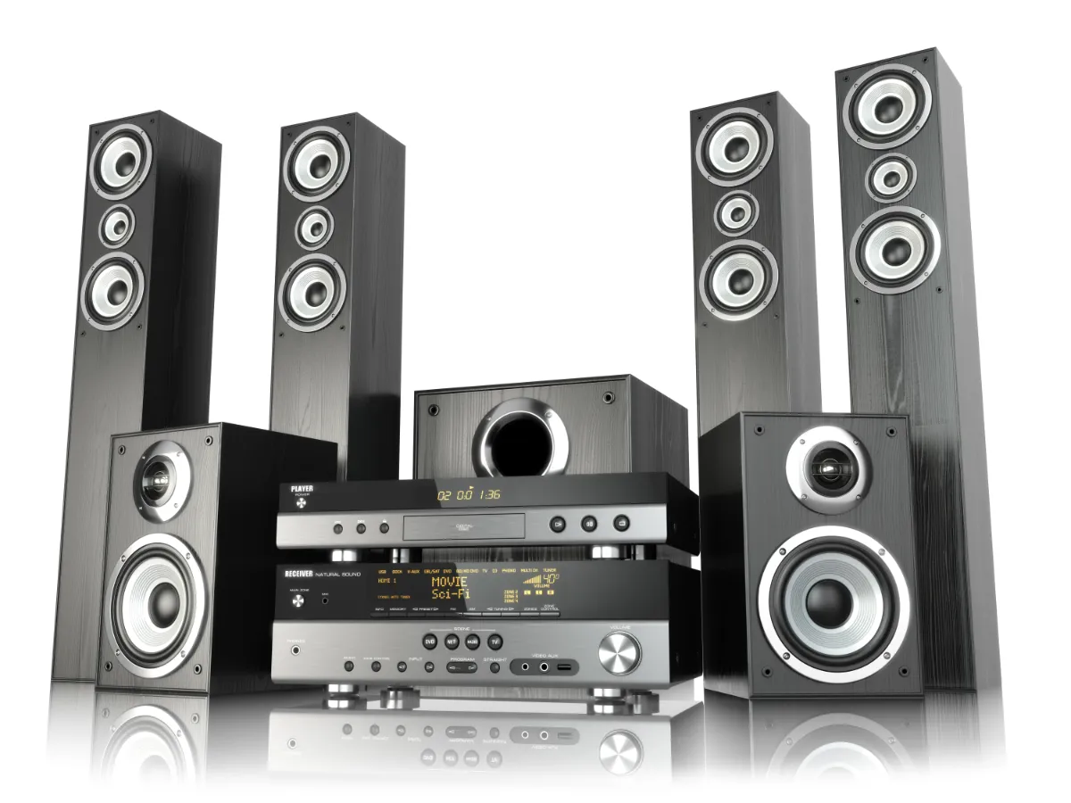 sistema-di-altoparlanti-per-home-cinema-altoparlanti-lettore-e-ricevitore-surround-5-1 Audio 5.1 Dolby Surround